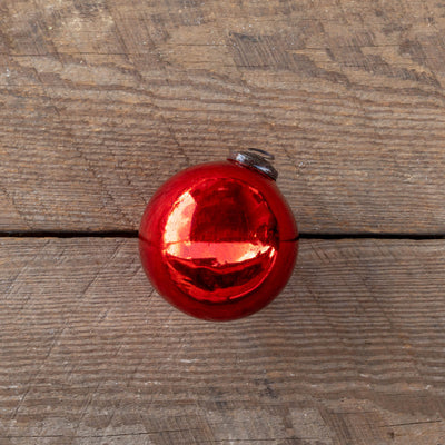 Ruby Red Shiny Glass Ball Ornament